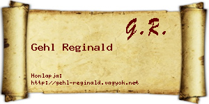 Gehl Reginald névjegykártya